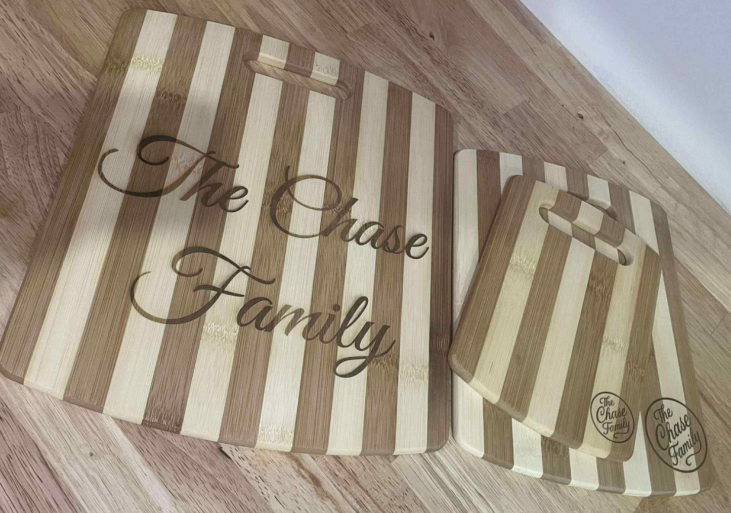 (Set of 3) Two Toned Custom Engraved Cutting Boards