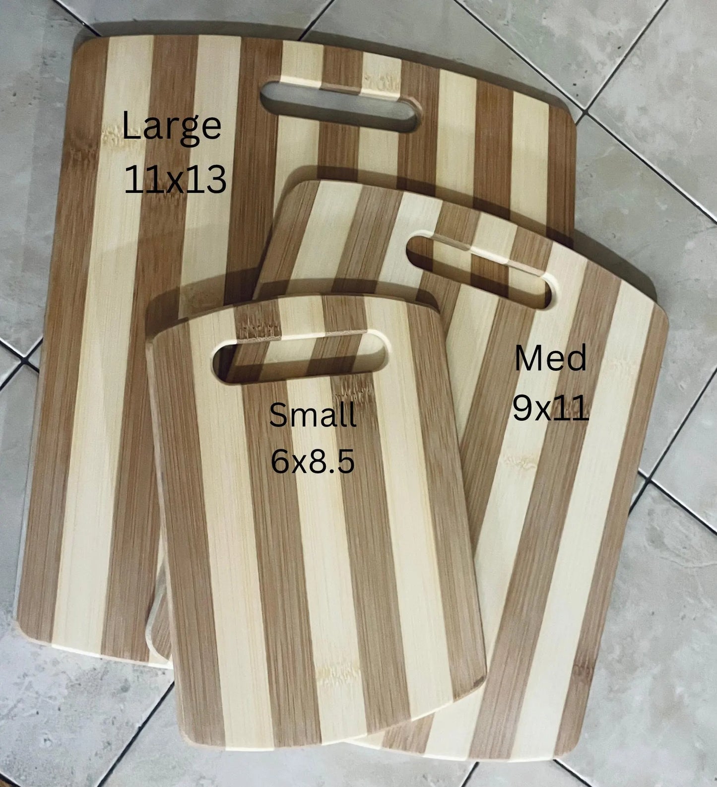 (Set of 3) Two Toned Custom Engraved Cutting Boards