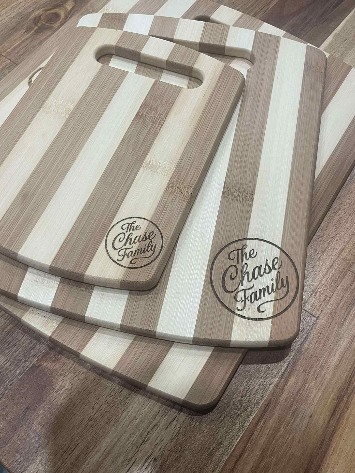 (Set of 3) Two Toned Custom Engraved Cutting Boards