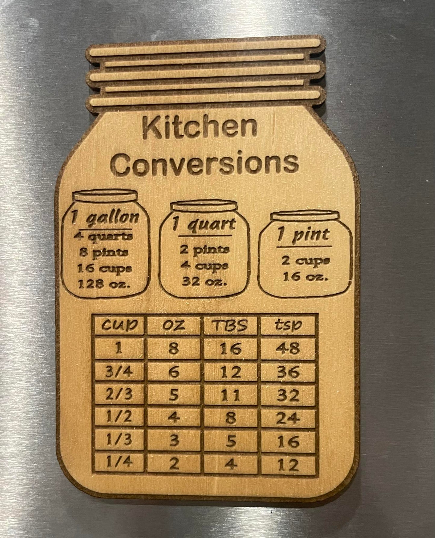 Laser Engraved Kitchen Conversion Magnet