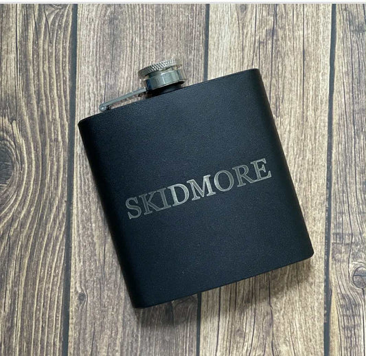 Custom Laser Engraved Flask- Black