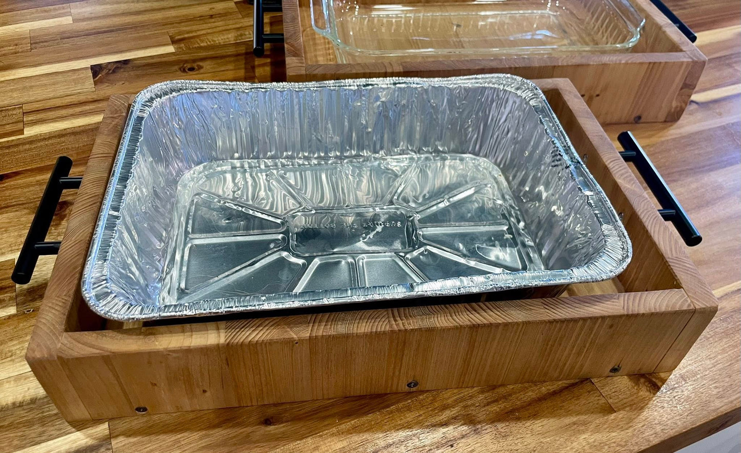 Rustic Wooden Casserole Tray with Handles