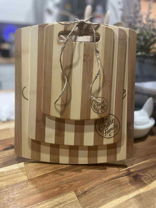 (Set of 3) Two Toned Custom Engraved Cutting Boards