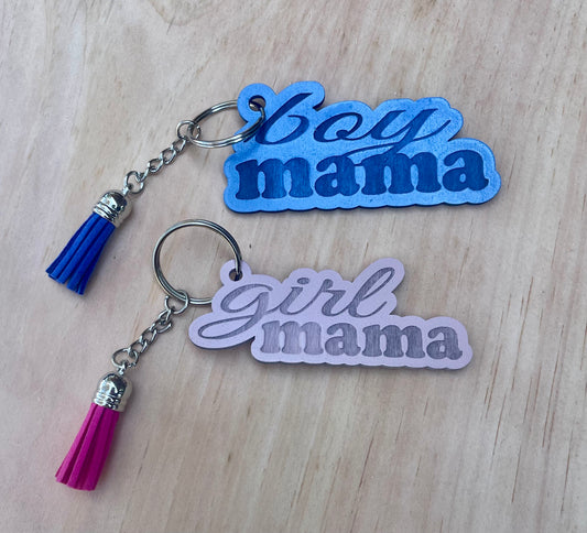 Boy/Girl Mama Wooden Keychains