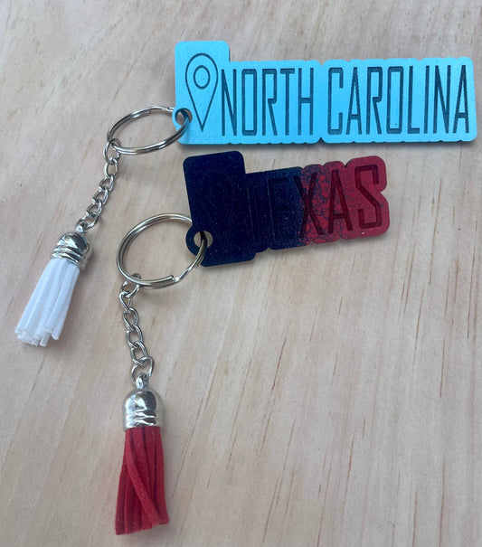 Location Point Wooden Keychain
