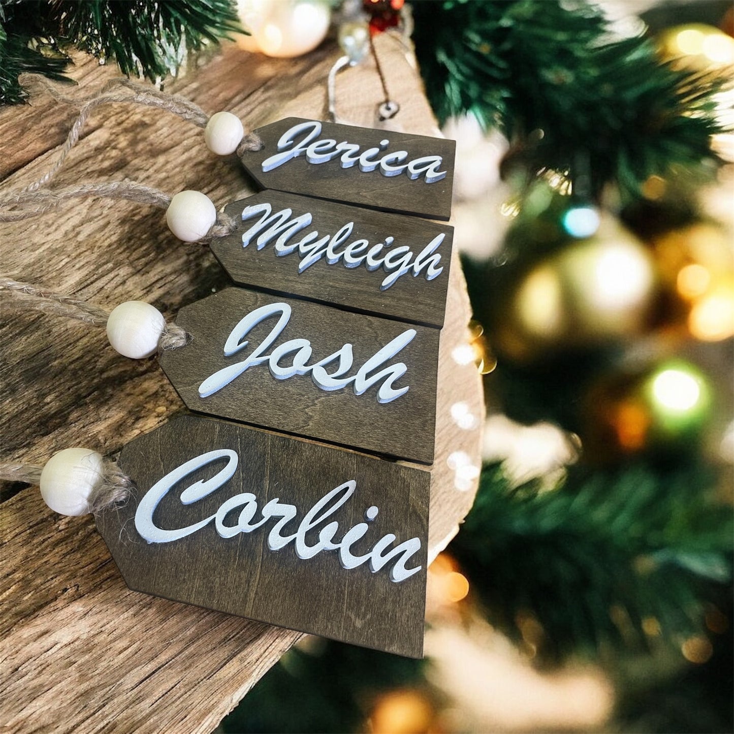Wooden Stocking Name Tags